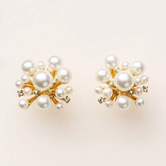 Pearl Cluster Stud Earrings - kate spade new york x White/Gold NEW - Picture 1 of 3